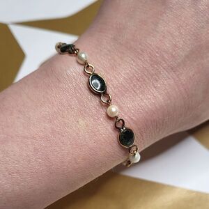 Vintage 90s Ben David Jewellers 14K Gold fill, Pearls and Genuine Jade Bracelets